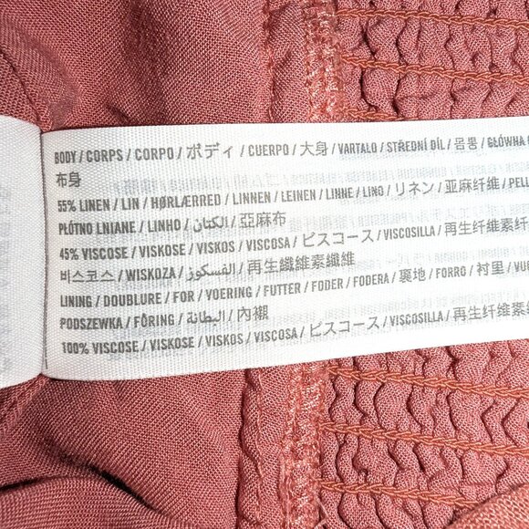 Abercrombie | Linen Blend Coral Pink Crop Top Cami w/ Smocked Back | Large - Picture 5 of 8